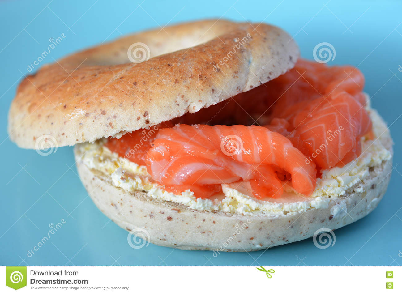 Brined Salmon Served On Bagels
 New York Salmon bagel stock photo Image of bread bakery