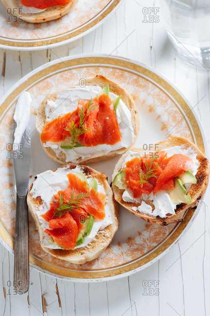 Brined Salmon Served On Bagels
 kosher stock photos OFFSET