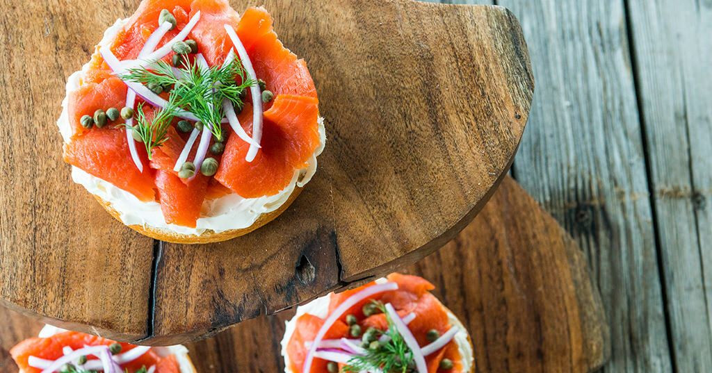 Brined Salmon Served On Bagels
 SmokedSalt Cured Lox Recipe