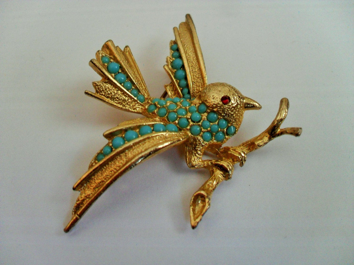 Brooches Bird
 VINTAGE BOUCHER BIRD Brooch pin turquoise stones pretty