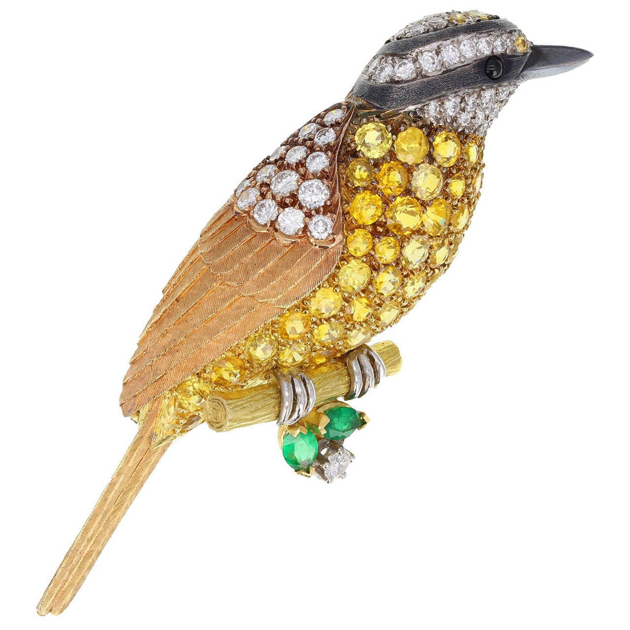 Brooches Bird
 Fine Yellow Sapphire Diamond Gold Bird Brooch at 1stdibs