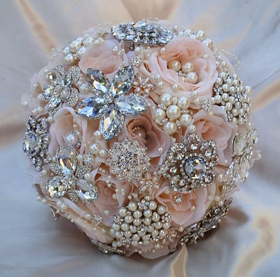 Brooches Bouquet
 PINK BROOCH BOUQUET Custom Pink and Silver Wedding Bouquet