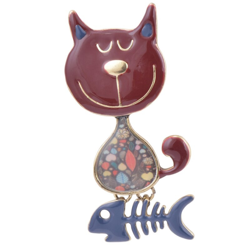 Brooches Cute
 Zlxgirl jewelry Luxury Brand Cute Kawaii Enamel Cat brooch