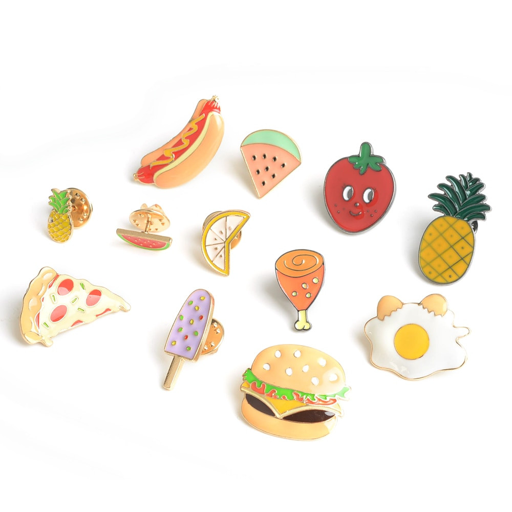 Brooches Cute
 2016 Shirt Collar Pin Brooch cute Hamburger pizza hot dogs