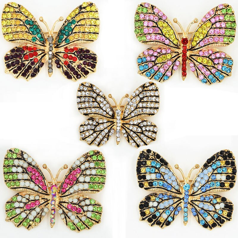 Brooches Cute
 Retail Mixed Colorful Crystals Cute Butterfly Brooch