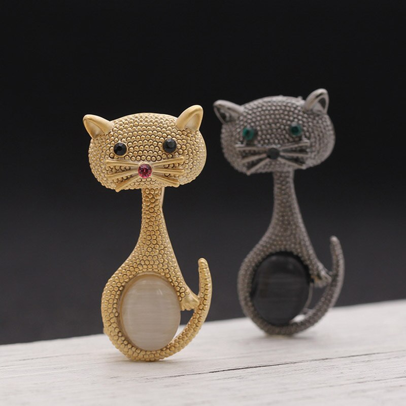 Brooches Cute
 Vintage Women Opal Cat Eye Brooch Pin Cute Animal Brooches