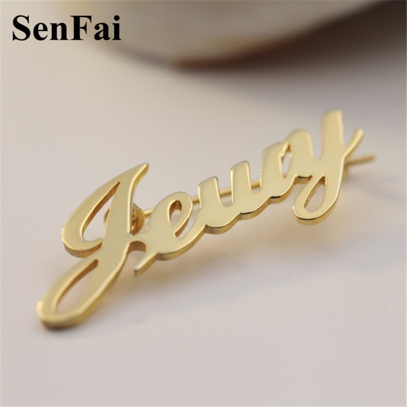 Brooches Name
 Senfai Custom Name Brooches For Women Men Designer Logo