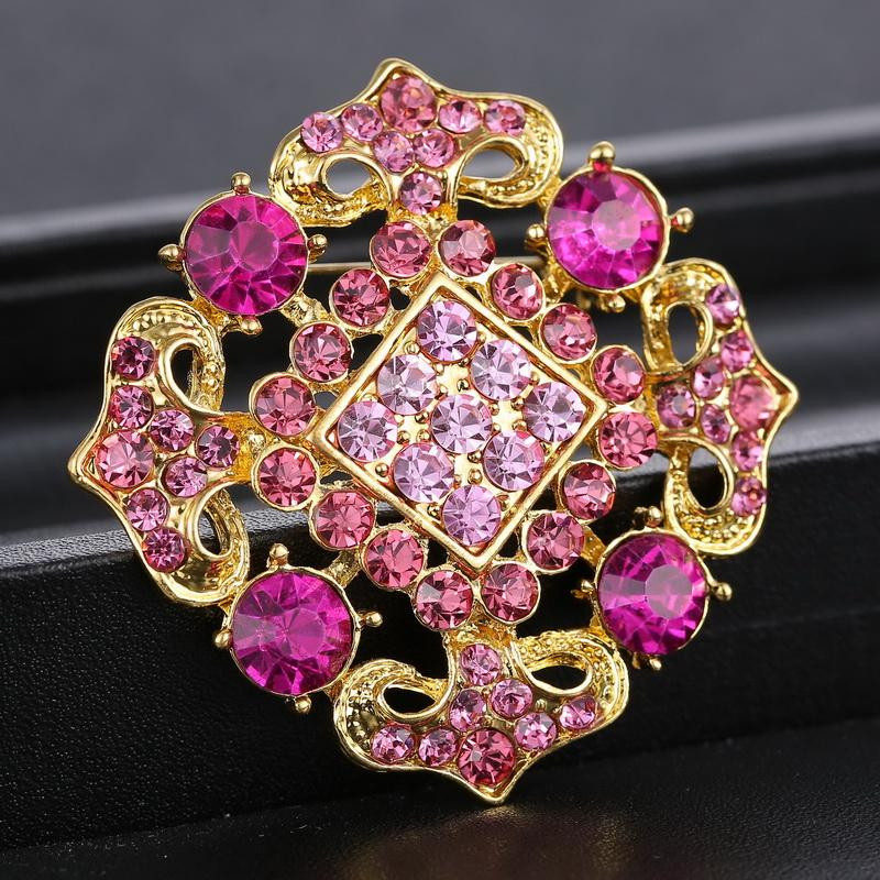 Brooches Women
 Square Gold Flower Brooches Pins Wedding Party Jewelry