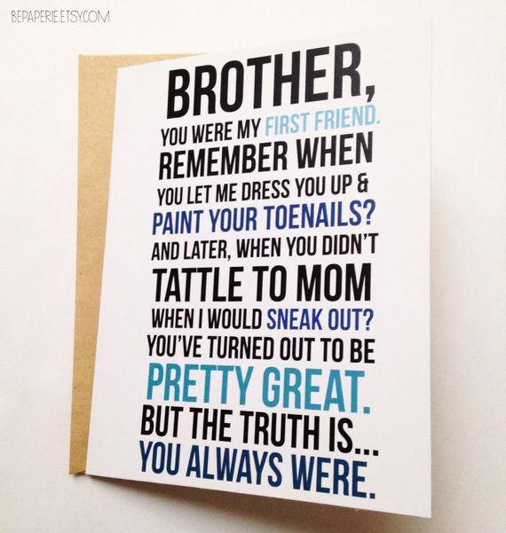 Brother Birthday Cards
 Brother Card Brother Birthday Card Funny Card Card for