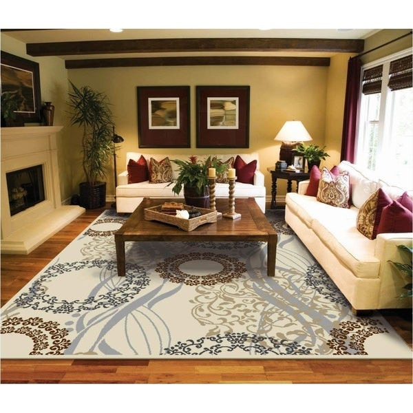 Brown Living Room Rugs
 Shop Copper Grove Raasepori Ivory Brown and Blue Area