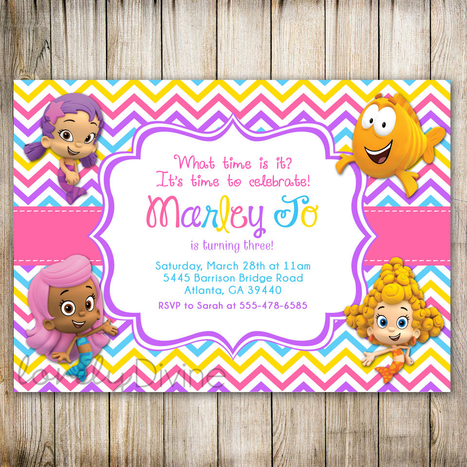 Bubble Guppies Birthday Invitation
 Bubble Guppies Birthday Invitation Chevron Birthday