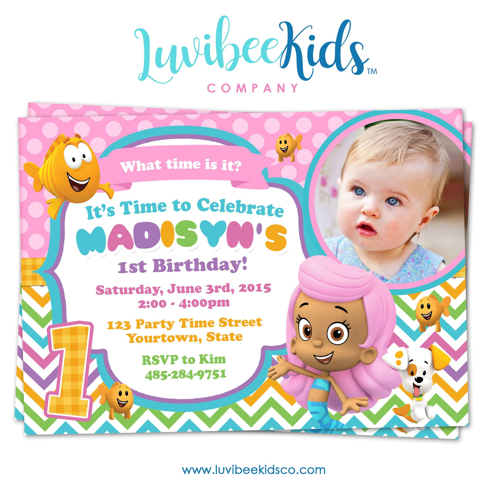 Bubble Guppies Birthday Invitation
 Bubble Guppies Birthday Invitation Rainbow Girl s