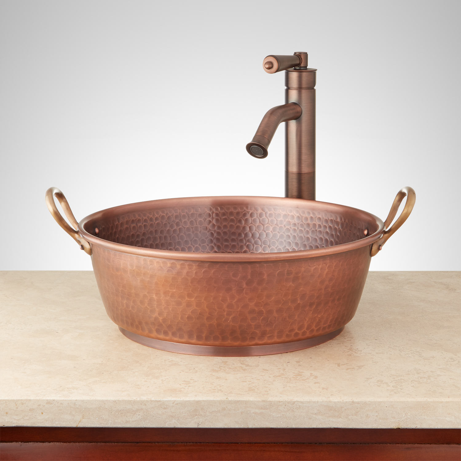 Bucket Sink Bathroom
 18" Copper Bucket Vessel Sink Hammered Brass Handle