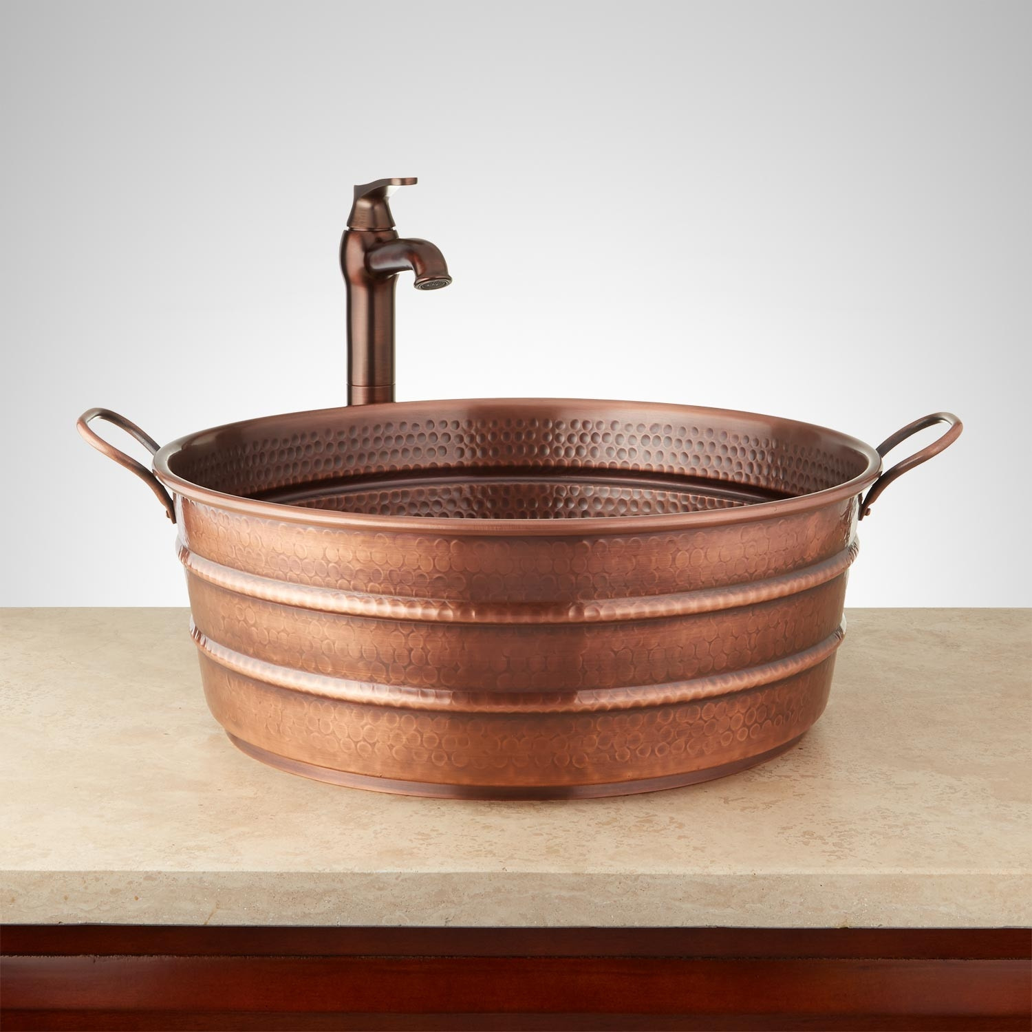 Bucket Sink Bathroom
 18" Copper Bucket Vessel Sink Hammered Copper Handle
