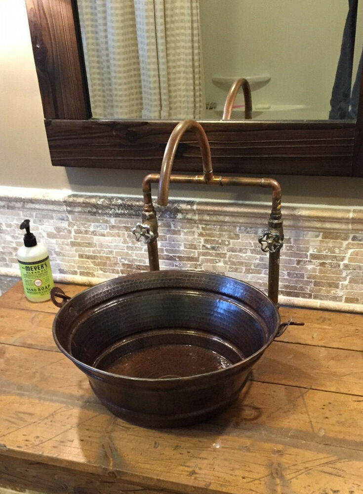 Bucket Sink Bathroom
 15" Rustic Copper BUCKET Vessel Bath Sink Your Choice of