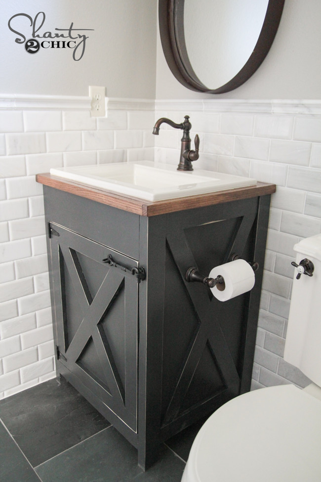 Building Bathroom Vanities
 DIY Farmhouse Bathroom Vanity Shanty 2 Chic