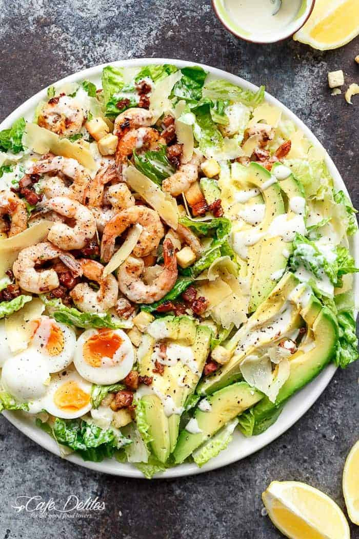 Caesar Salad With Shrimp
 Skinny Lemon Garlic Shrimp Caesar Salad Cafe Delites