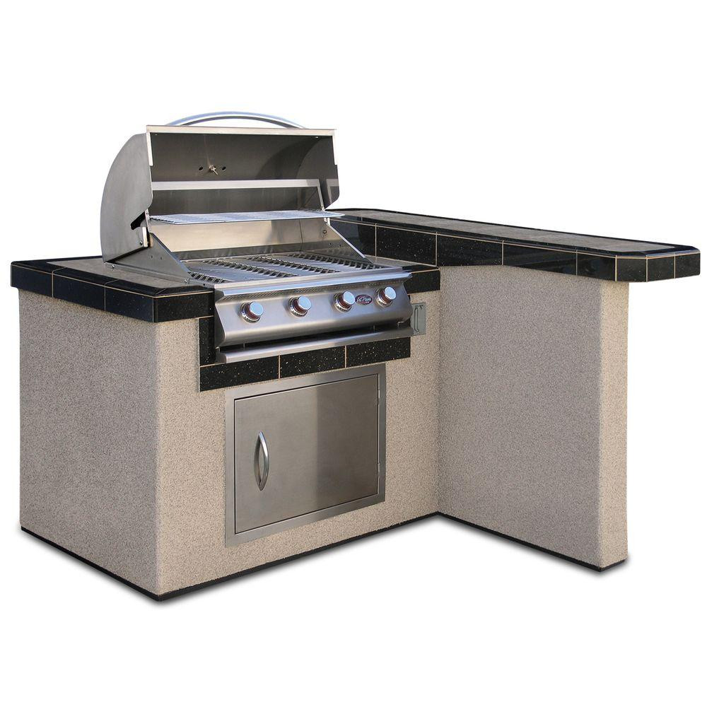 Cal Flame Outdoor Kitchen
 Cal Flame 4 ft Stucco Grill Island with 4 Burner