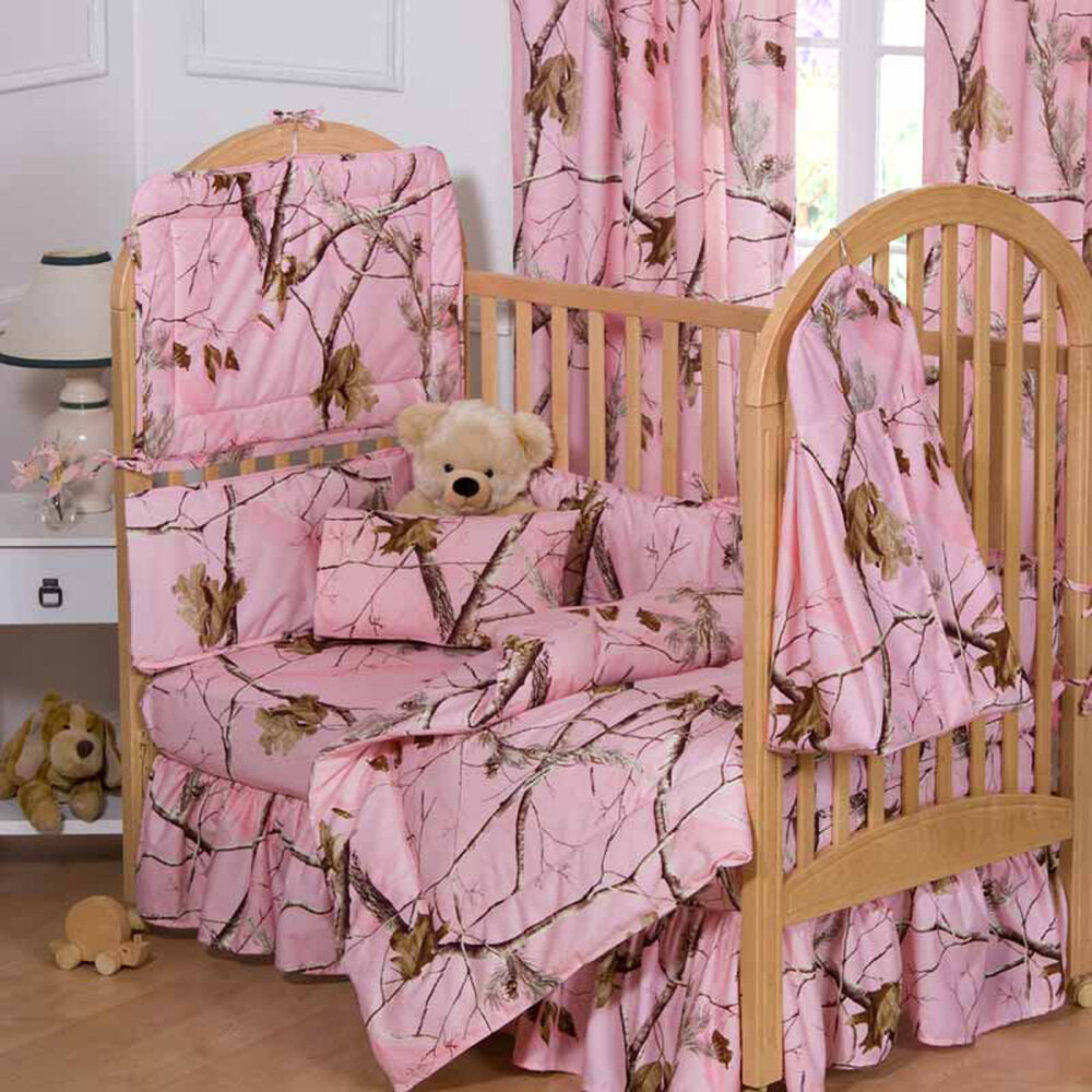 Camouflage Baby Decor
 AP Pink 8 Pc Girls Camo Baby Bedding Crib Set forter
