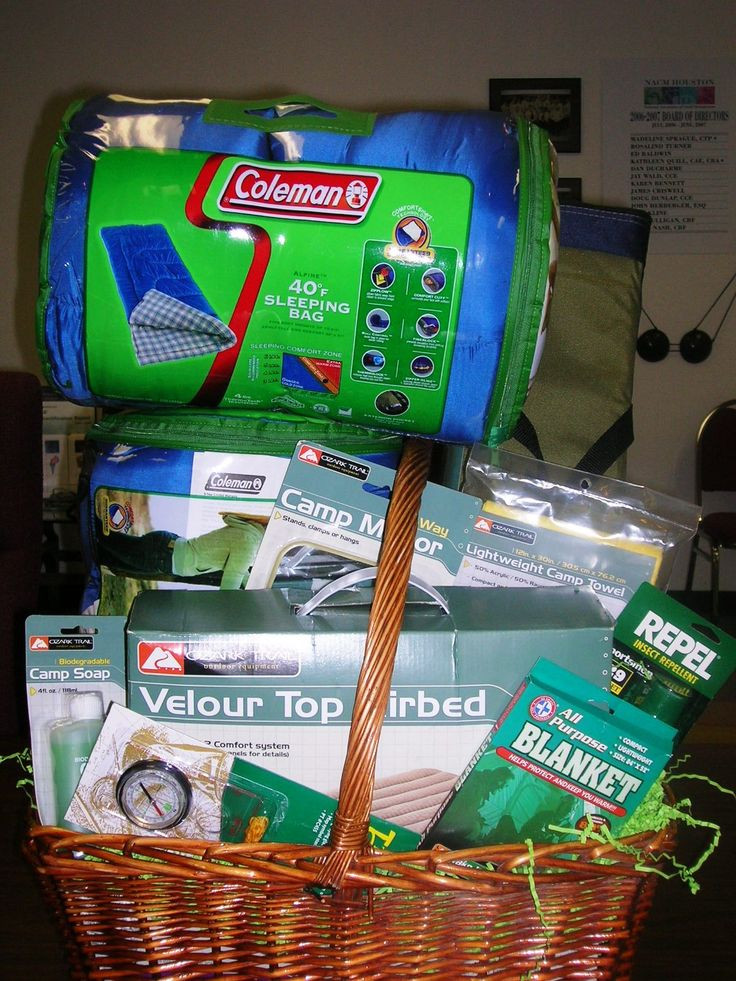 Camping Gift Basket Ideas
 Camping supply basket sleeping basket airbag etc sold