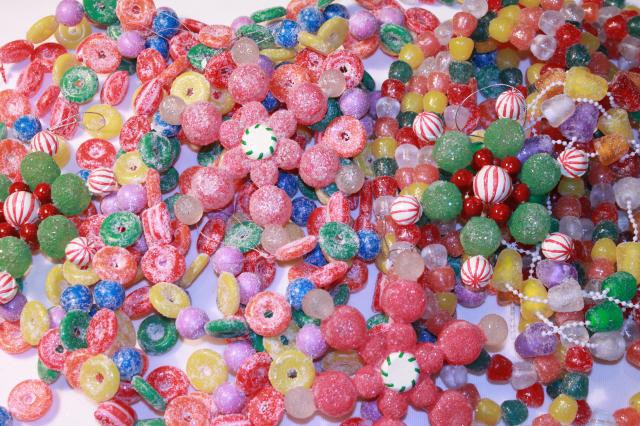 Candy Garland For Christmas Tree
 glitter plastic candy Christmas garland & stars kitschy