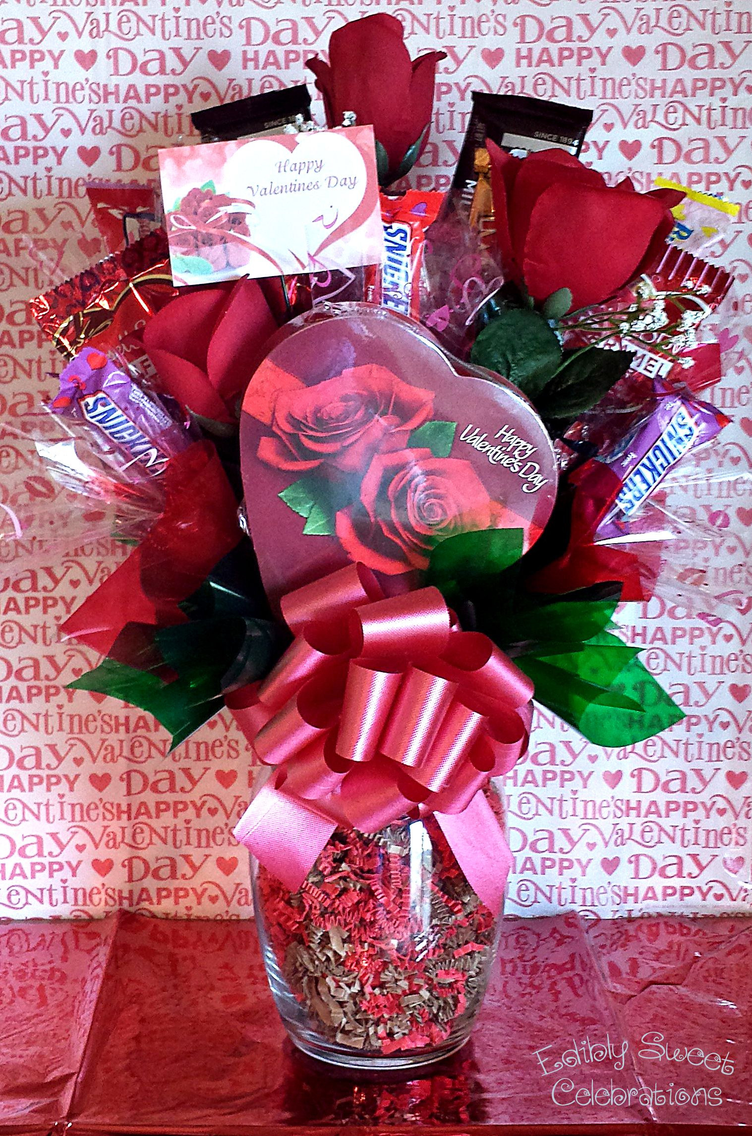 Candy Gift Baskets For Valentines Day
 Valentine Candy bouquet with silk roses