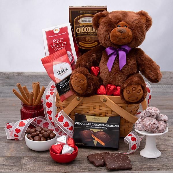 Candy Gift Baskets For Valentines Day
 Teddy Bear & Chocolates Valentine s Day Gift Basket by