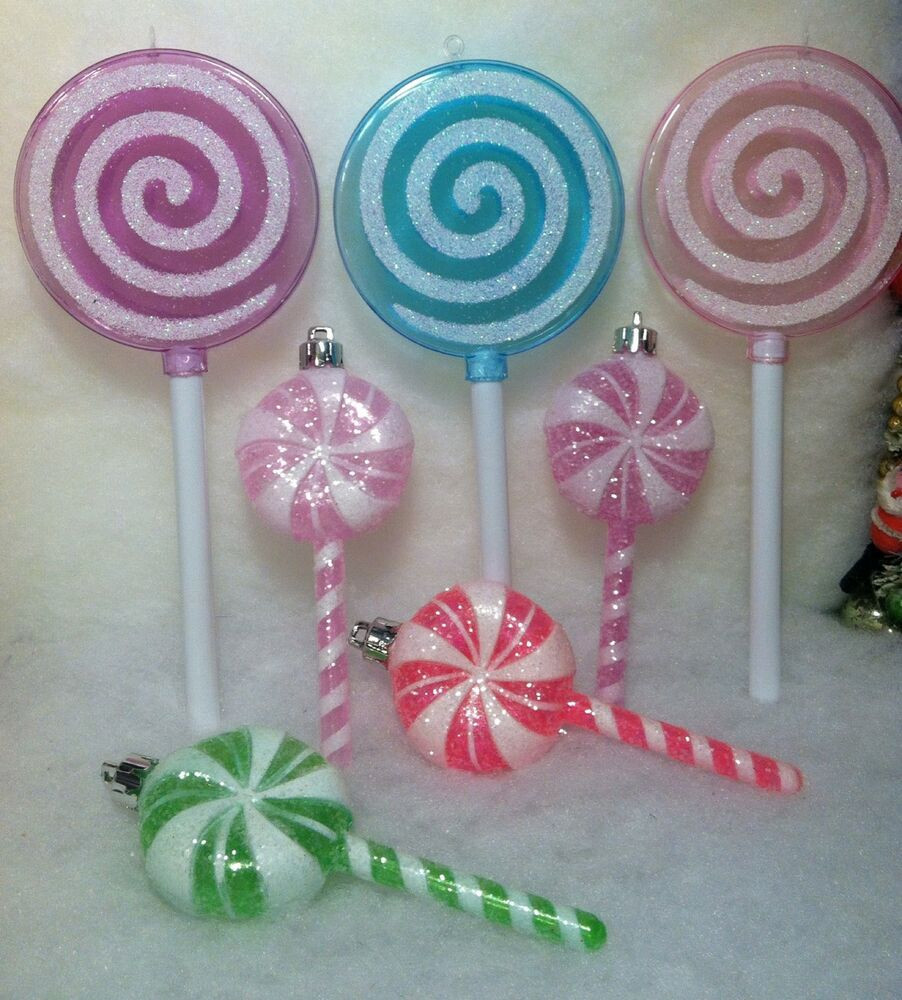 Candy Ornaments For Christmas Tree
 7 Lollipop Candy Christmas Tree Ornaments Pink Purple