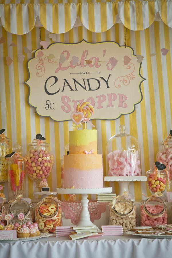Candy Shoppe Birthday Party Ideas
 Kara s Party Ideas Vintage Candy Sweet Shoppe Girl 6th