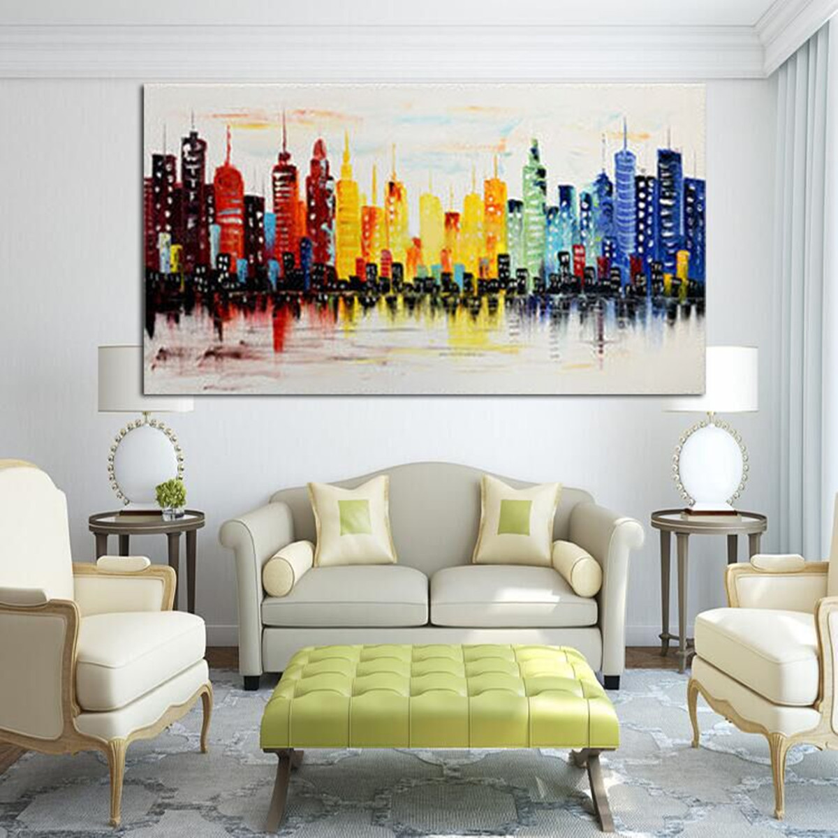 Canvas Painting For Living Room
 120X60CM Modern City Canvas Abstract Painting Print Living