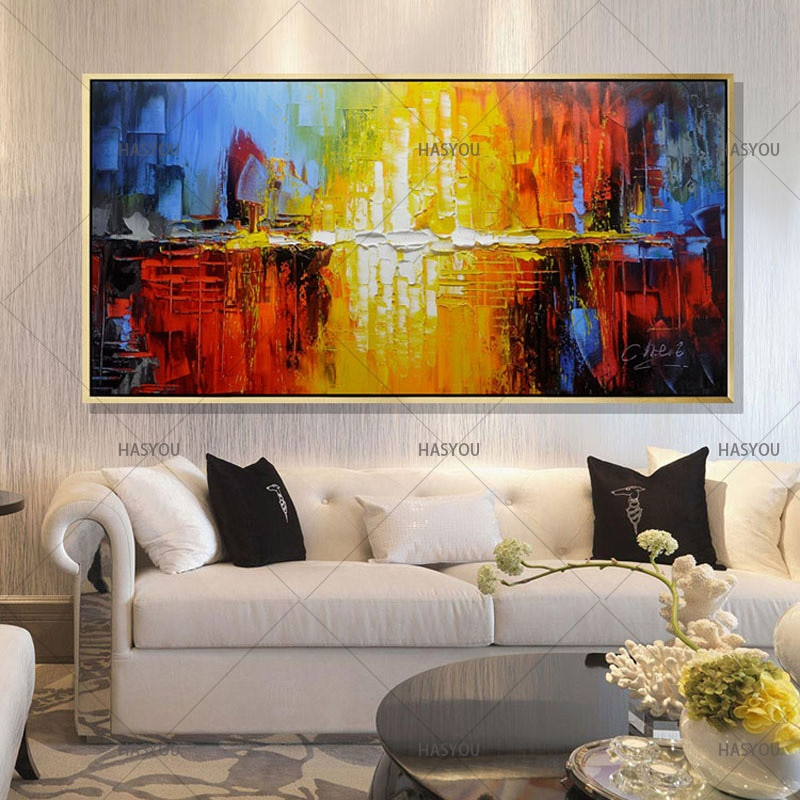 Canvas Painting For Living Room
 Handmade Oil Painting Canvas Modern Abstract