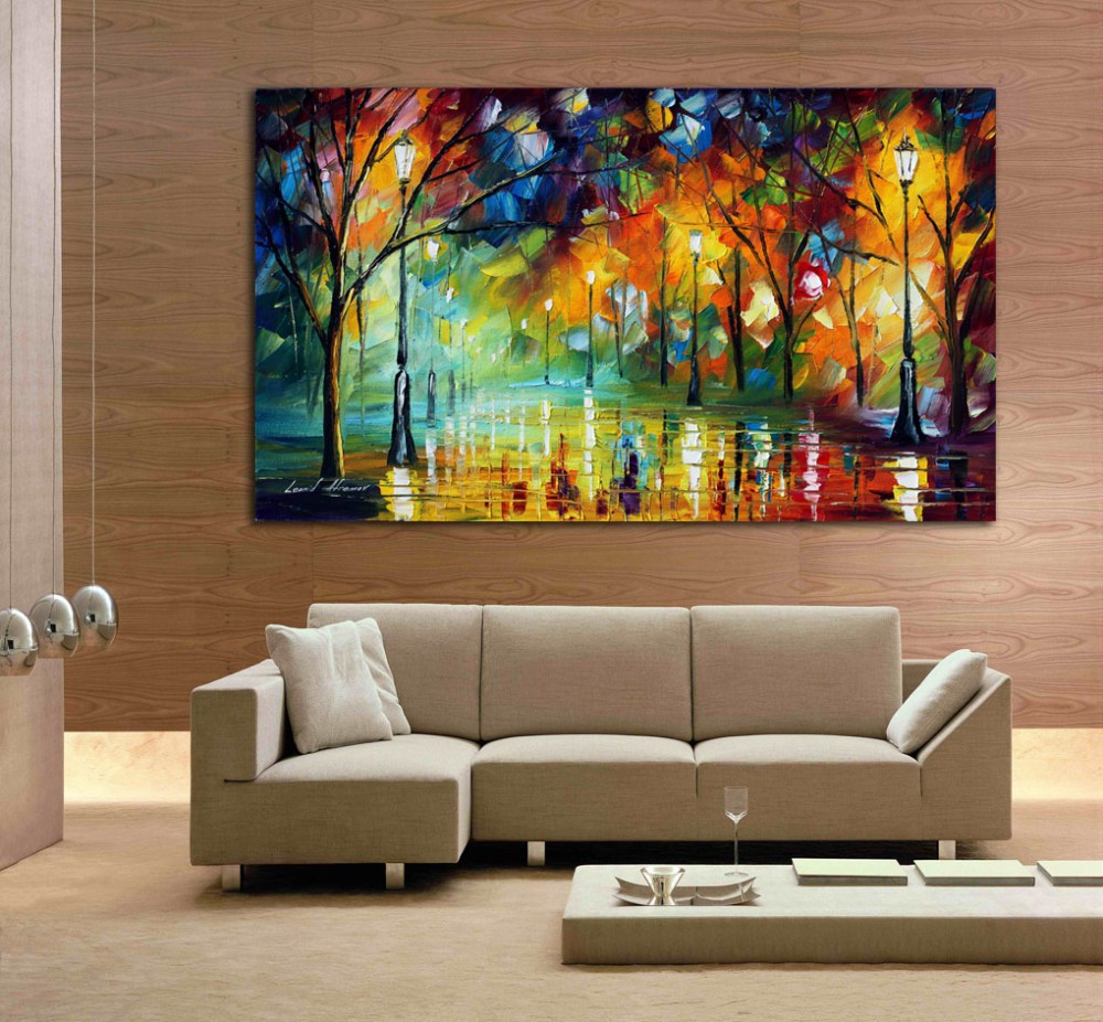 Canvas Painting For Living Room
 hand drawn city at night 3 knife painting modern