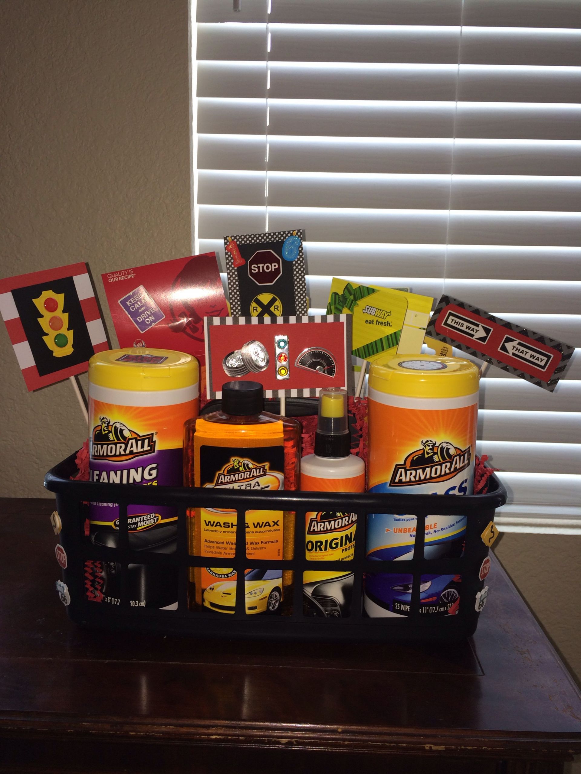 Car Travel Gift Basket Ideas
 New driver basket for Logan