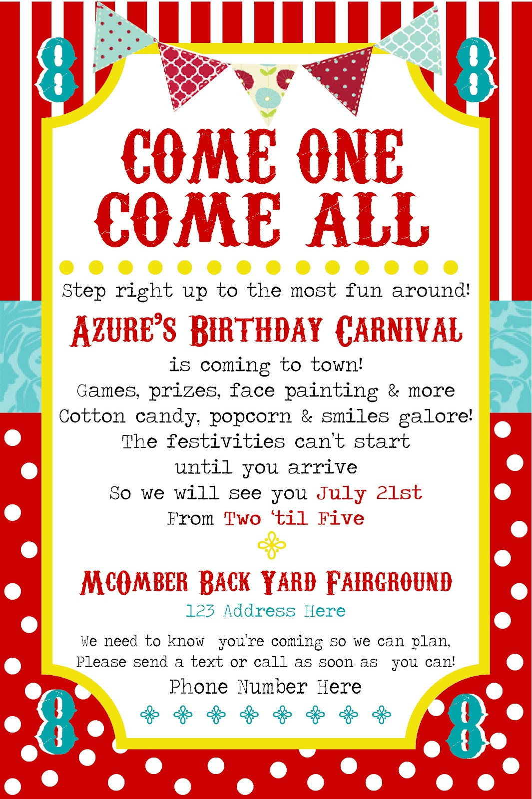 Carnival Birthday Invitation
 SimplyCumorah Carnival Party Behind the Scenes