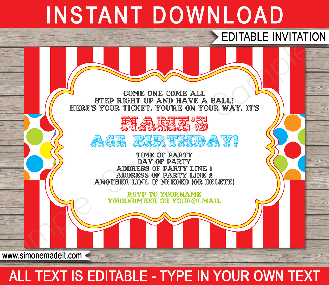 Carnival Birthday Invitations
 Carnival Invitation Template