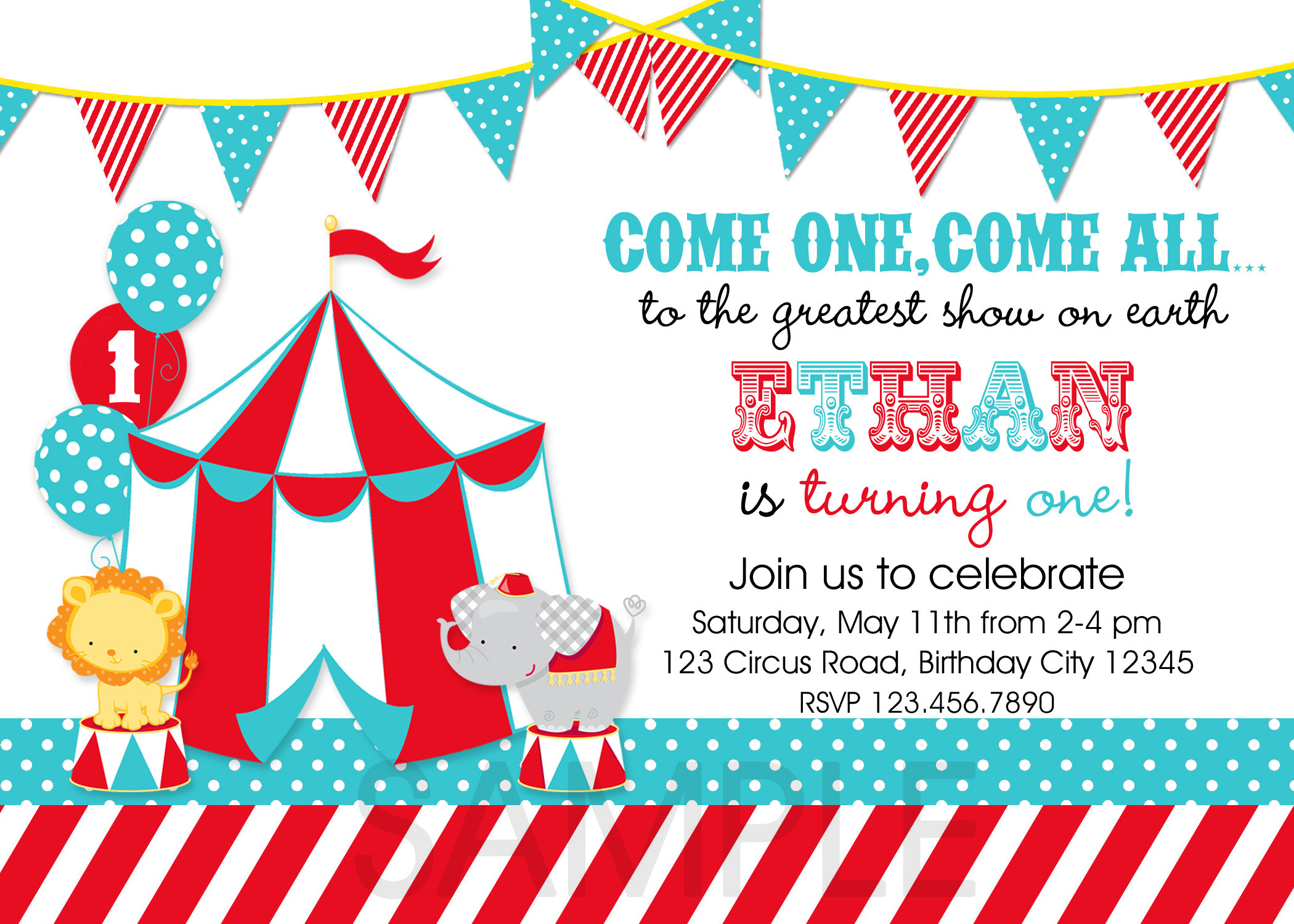 Carnival Birthday Invitations
 Circus Birthday Invitation Carnival Birthday Invitation