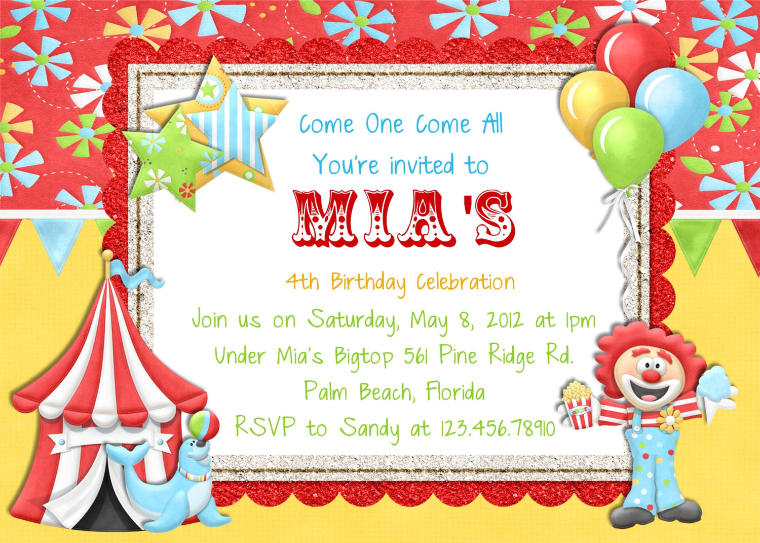 Carnival Birthday Invitations
 Circus Carnival Birthday Invitation Printable by 3PeasPrints