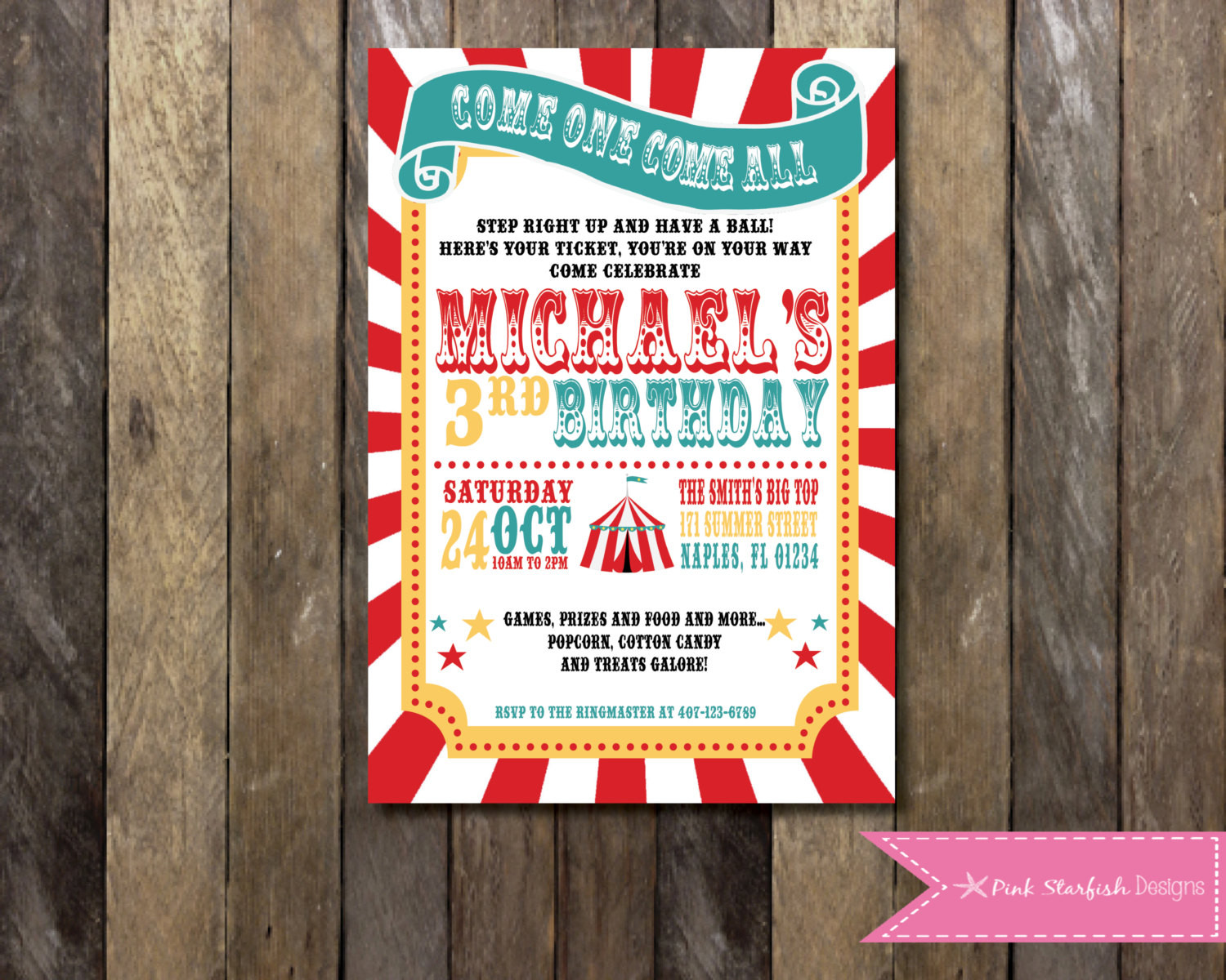 Carnival Birthday Invitations
 Circus Birthday Invitation Carnival Birthday Party Big Top