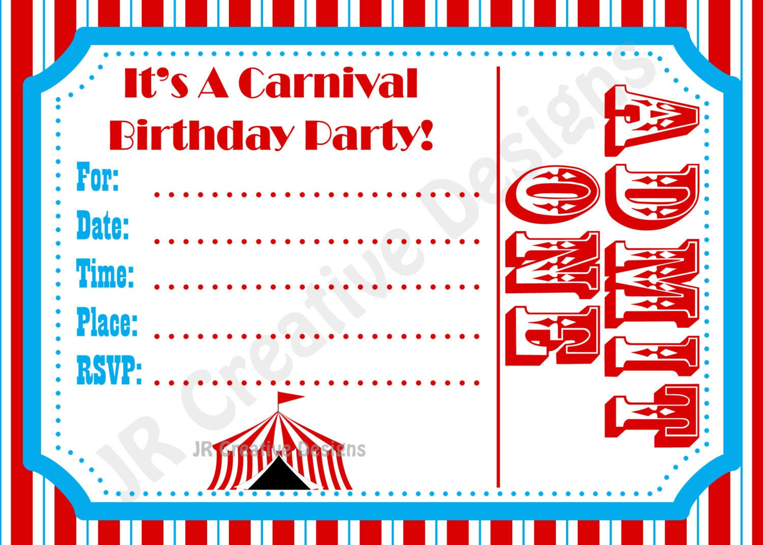 Carnival Birthday Invitations
 Carnival Invite Circus Invite Circus by JRCreativeDesigns