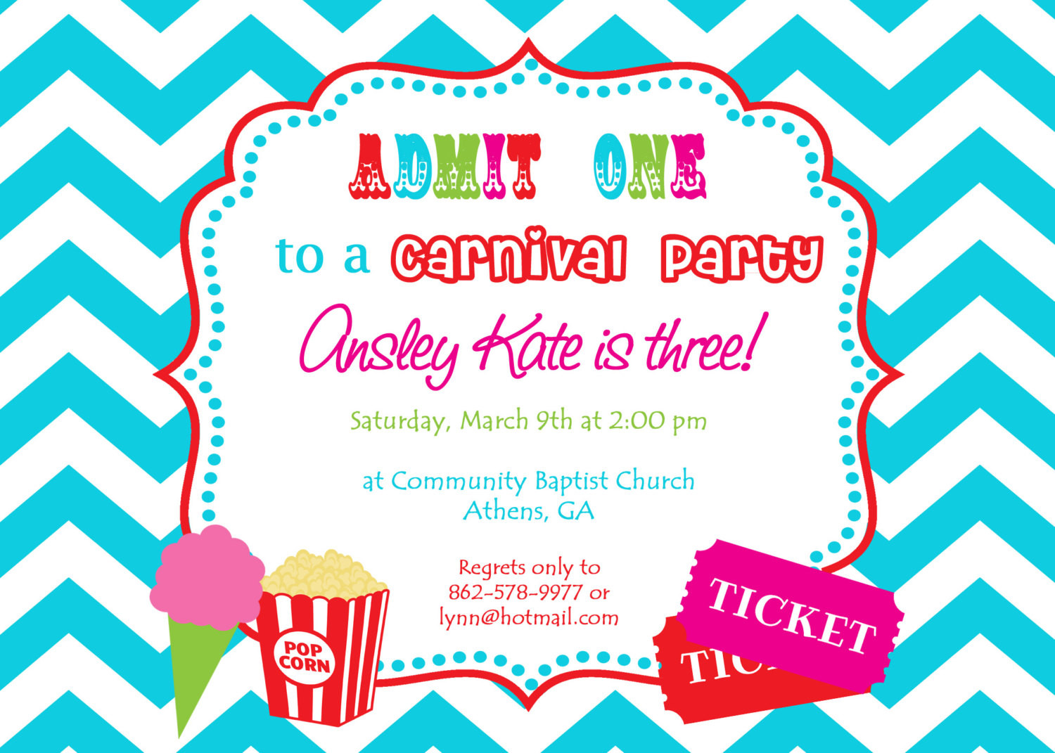 Carnival Birthday Invitations
 Printable Carnival Birthday Party Invitation Girly Circus