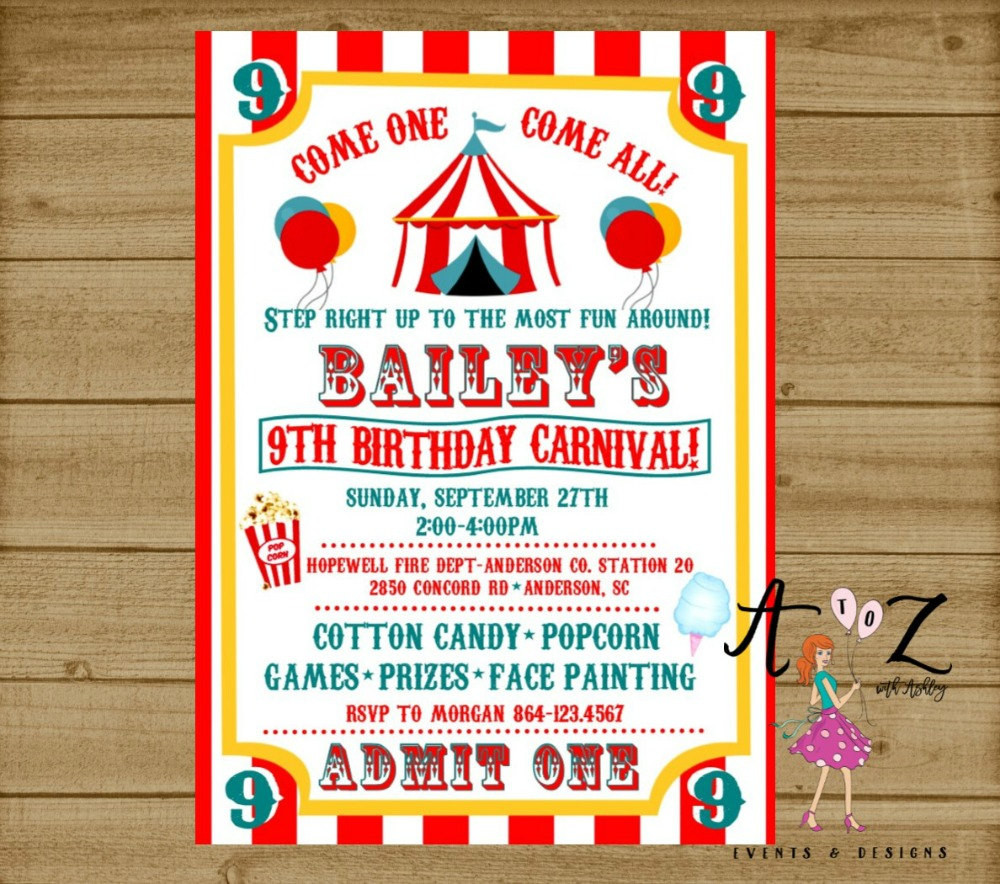 Carnival Birthday Invitations
 Carnival Birthday Invitation Carnival Party Carnival Ticket