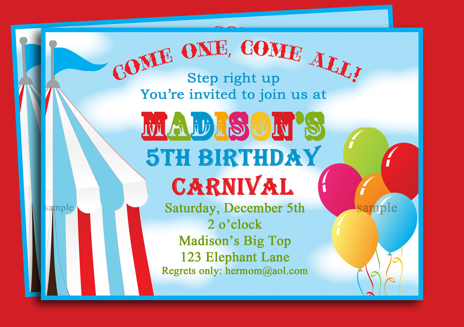 Carnival Birthday Invitations
 Free Printable Carnival Birthday Party Invitations – FREE