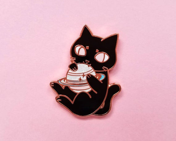 Cat Pins
 GLITTER Cosmic Cat Hard Enamel Pin Space Cat Lapel Pin