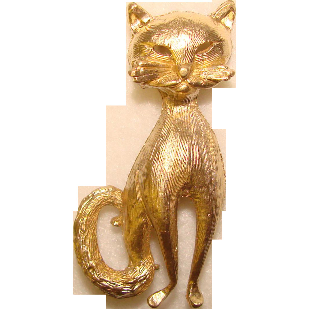 Cat Pins
 Super Cute Vintage CAT Brooch Signed BSK Jewelpigs