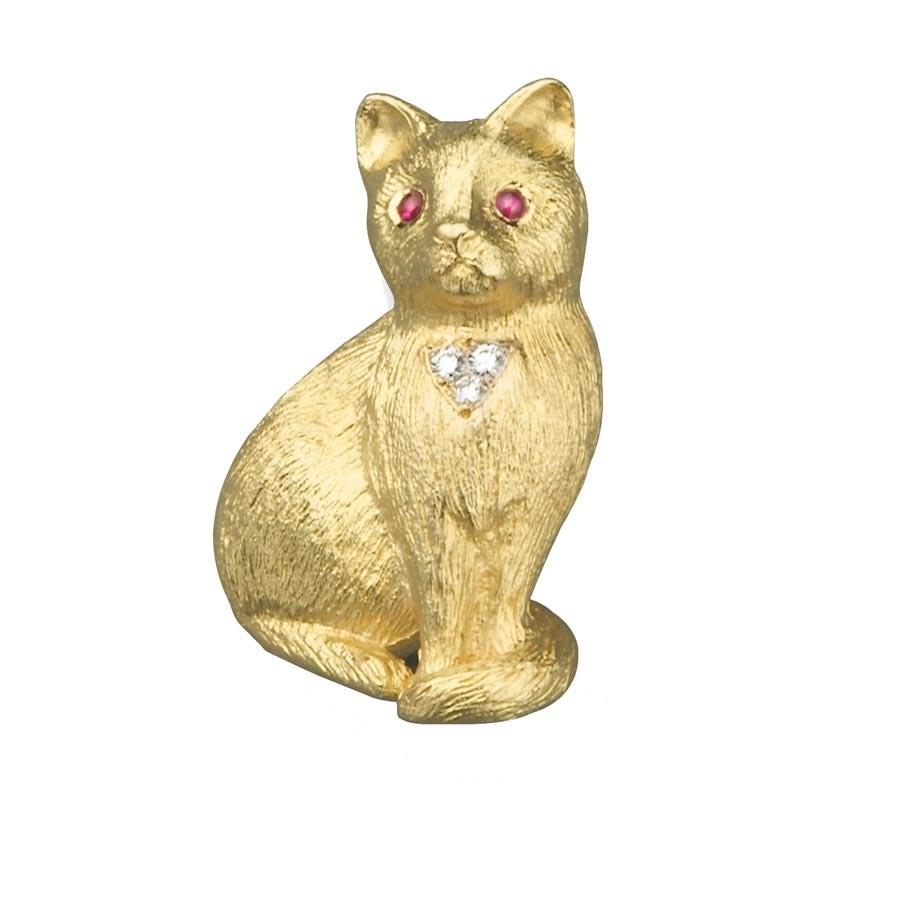 Cat Pins
 18k Gold Cat Brooch Pin Dogs & Cats