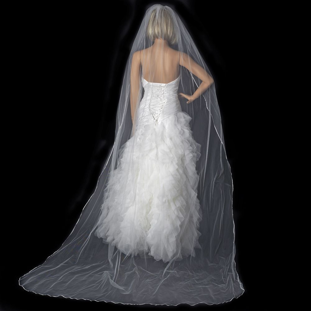 Cathedral Length Wedding Veil
 Bridal Wedding Single Layer Pencil Edge Cathedral Length Veil