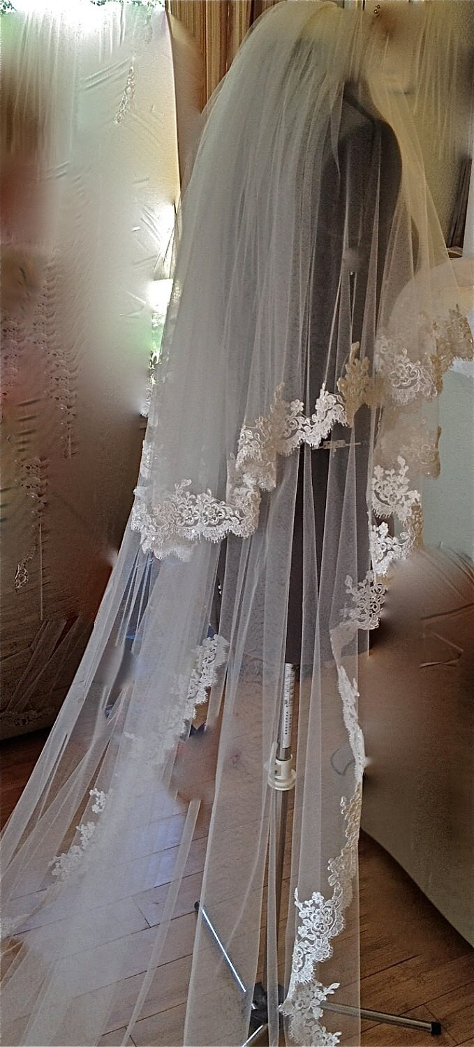 Cathedral Length Wedding Veil
 White Ivory 2015 2 Layers Wedding Veil Cathedral Length