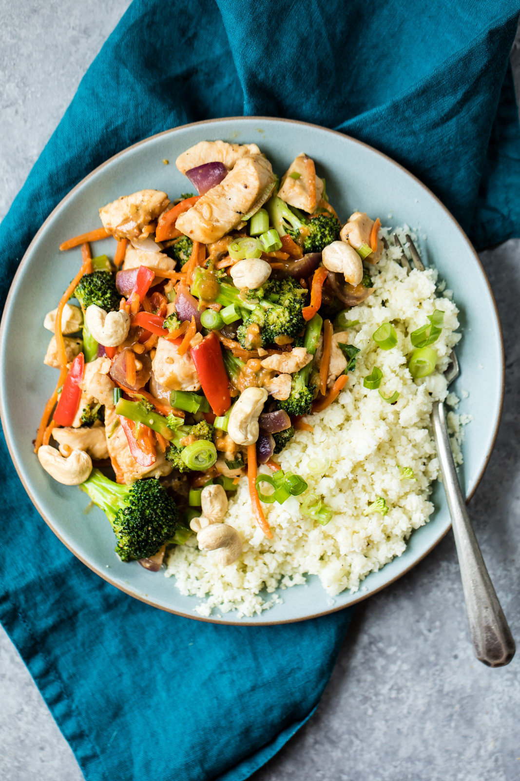 Cauliflower Rice Stir Fry
 Ginger Cashew Chicken Stir Fry with Coconut Cauliflower