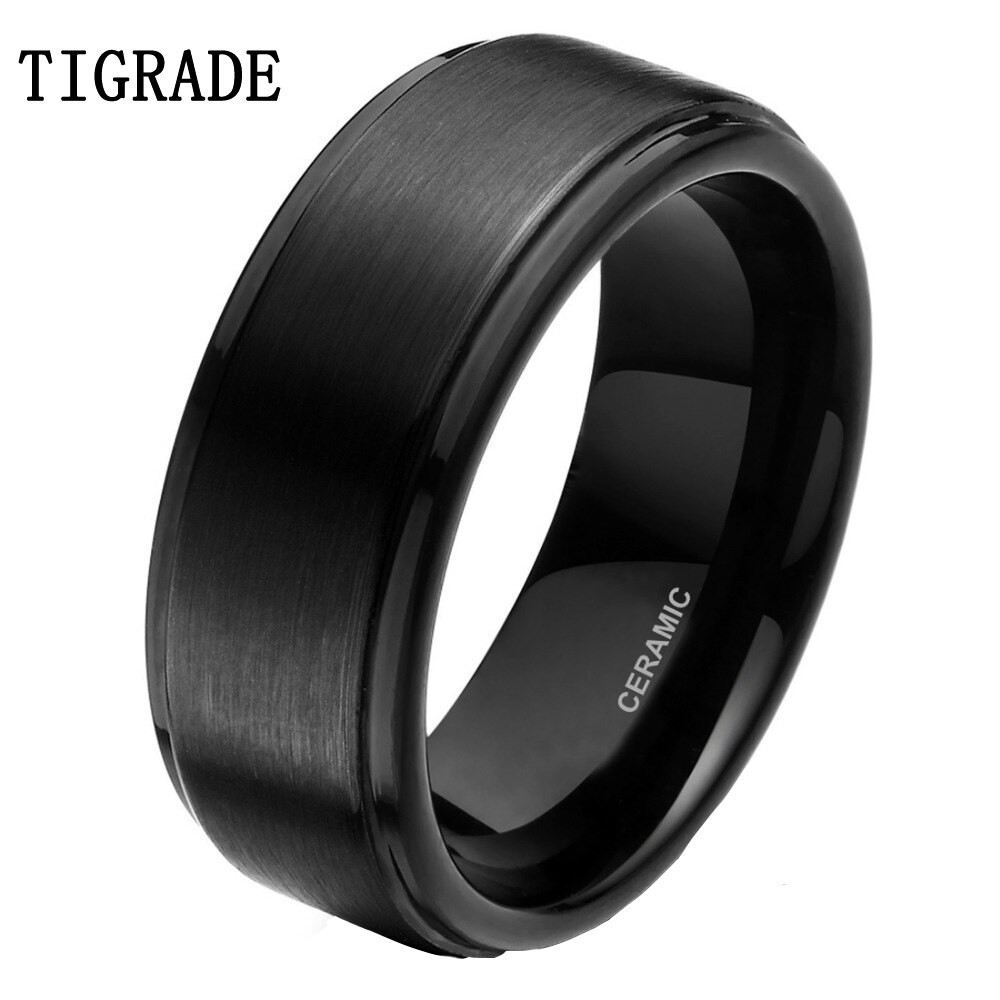 Ceramic Wedding Rings
 6mm 8mm Black Ceramic Ring Men Wedding Band Engagement