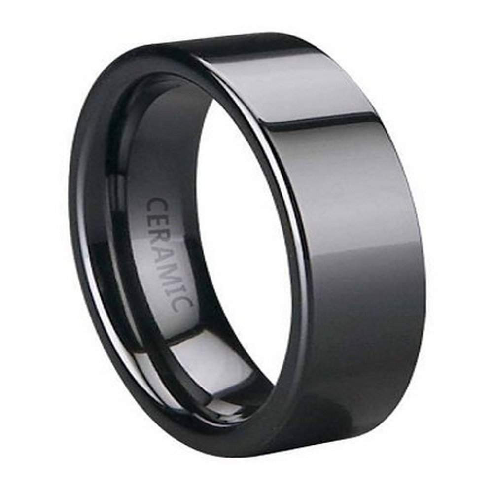 Ceramic Wedding Rings
 Black Ceramic Wedding Ring For Men Polished Flat Profile 6mm